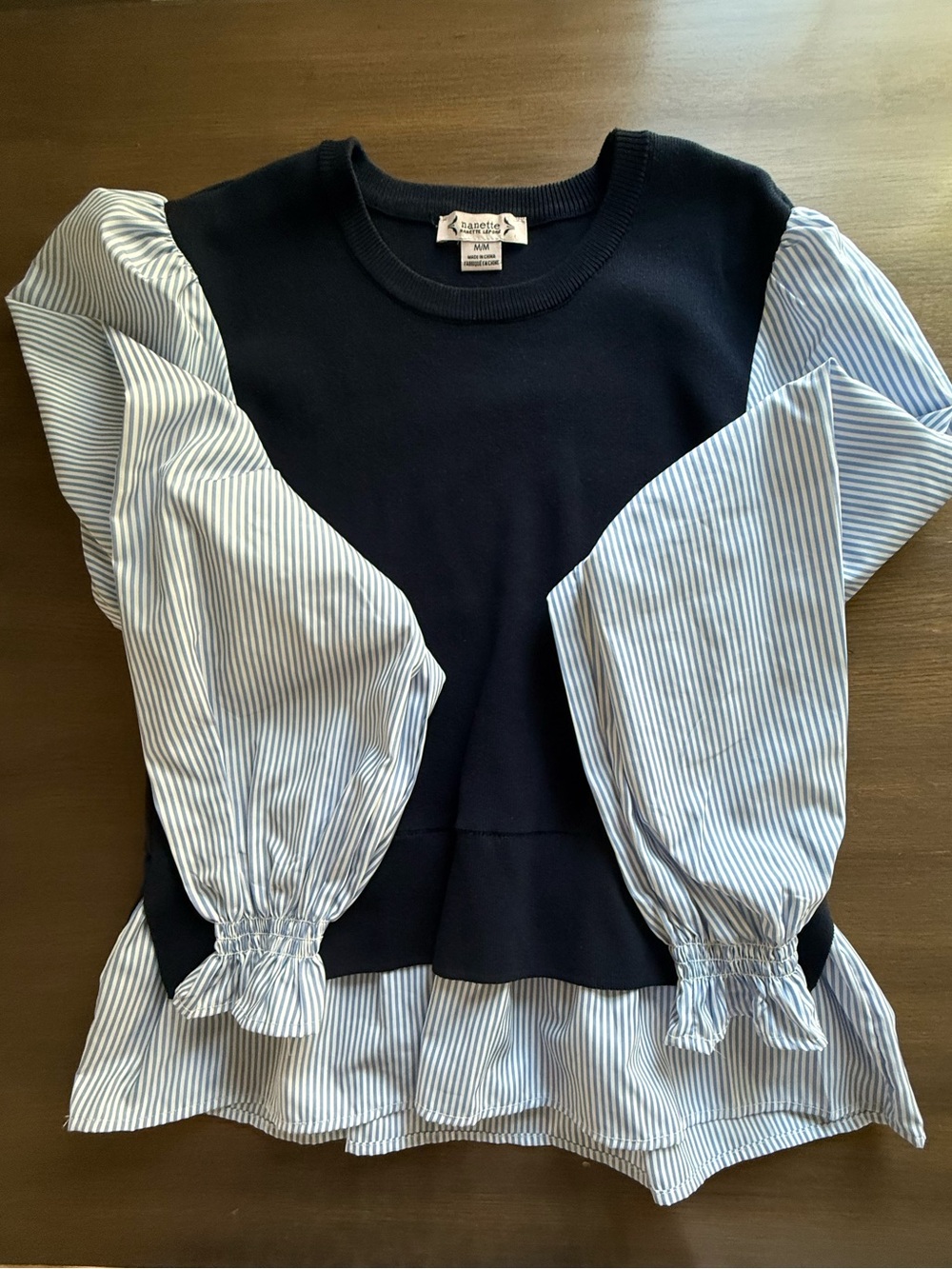 Charming Layered Navy & Light Blue Striped women' Top